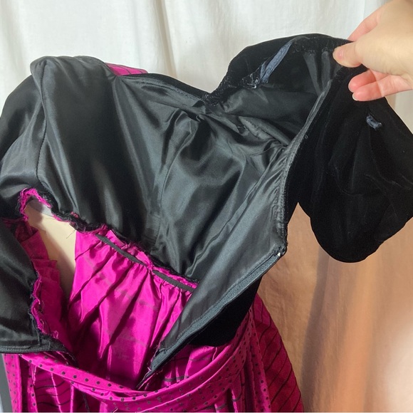 Vintage 1980s black velvet pink prom dress Inner Circle Inc. small - Picture 11 of 15